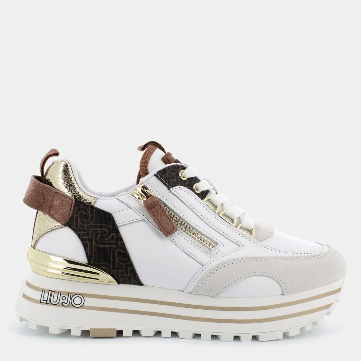 LIU-JO BA4057PX454S3179MAXI WONDER 72OFF WHITE-BROWN- SNEAKERS BIANCO Best Sale