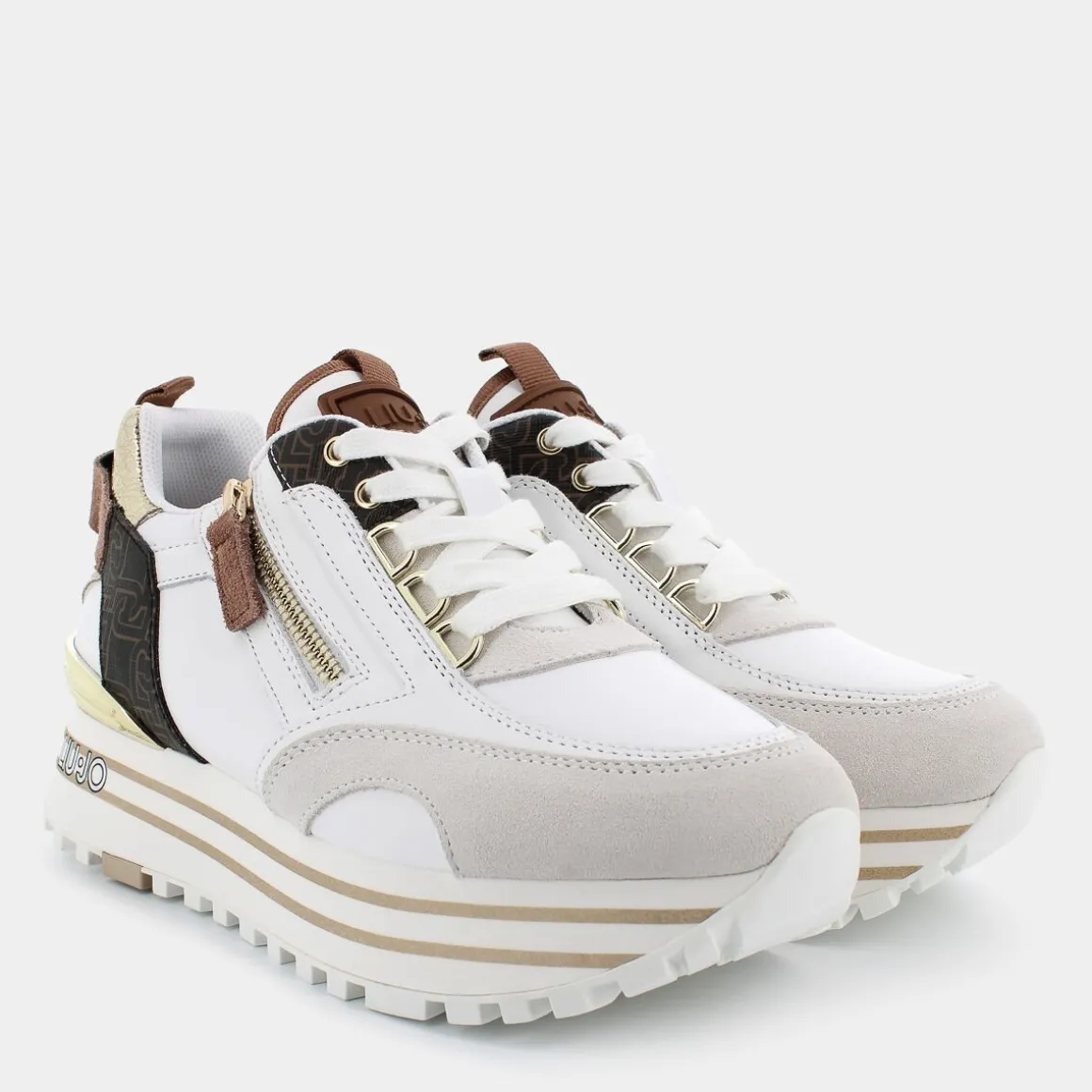 LIU-JO BA4057PX454S3179MAXI WONDER 72OFF WHITE-BROWN- SNEAKERS BIANCO Best Sale