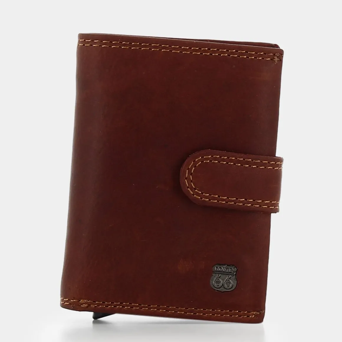 ROUTE 66 1942-CUOIO- PICCOLA PELLETTERIA MARRONE Cheap