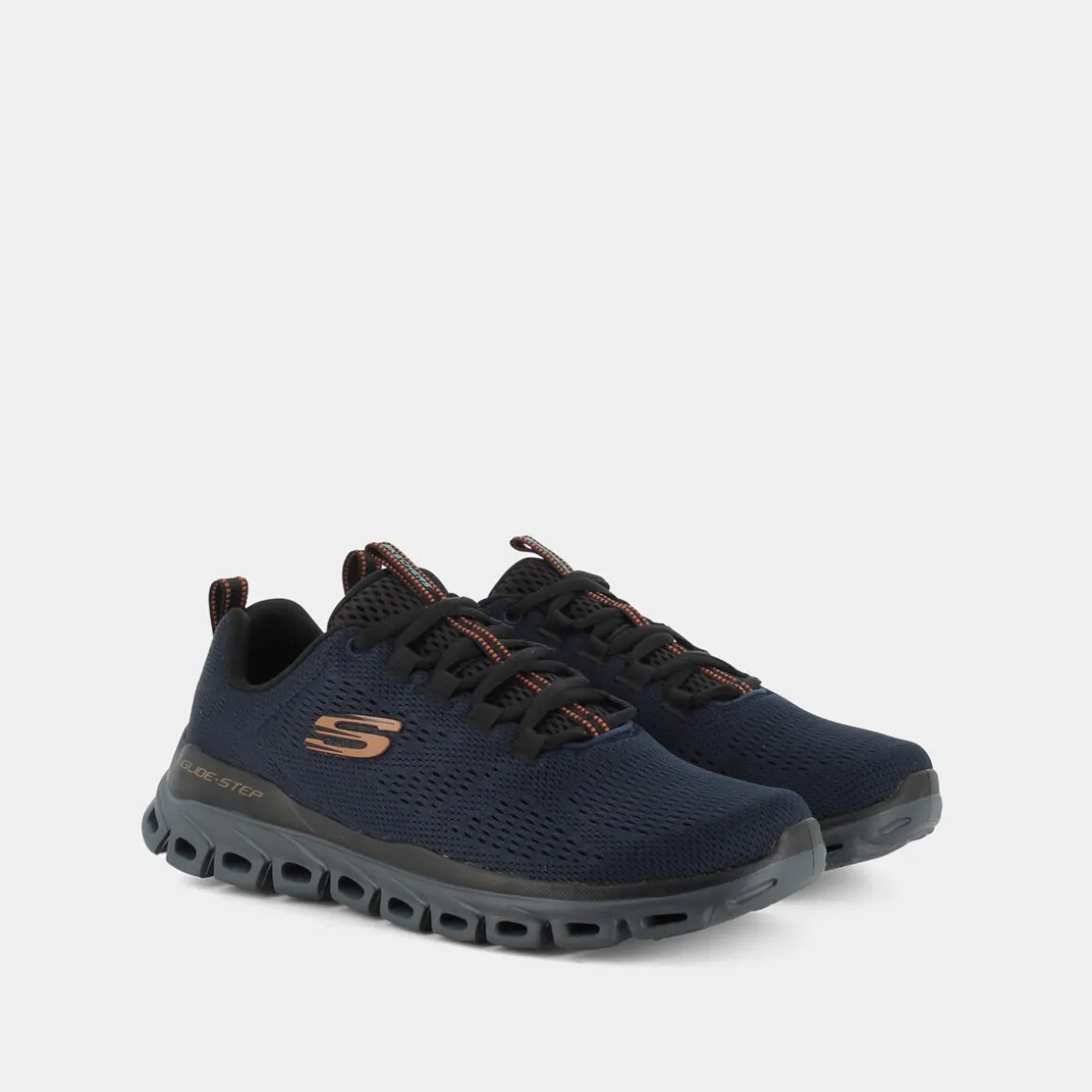 SKECHERS 232136GLIDE-STEPNavy Mesh/Orange- SPORTIVE BLU New