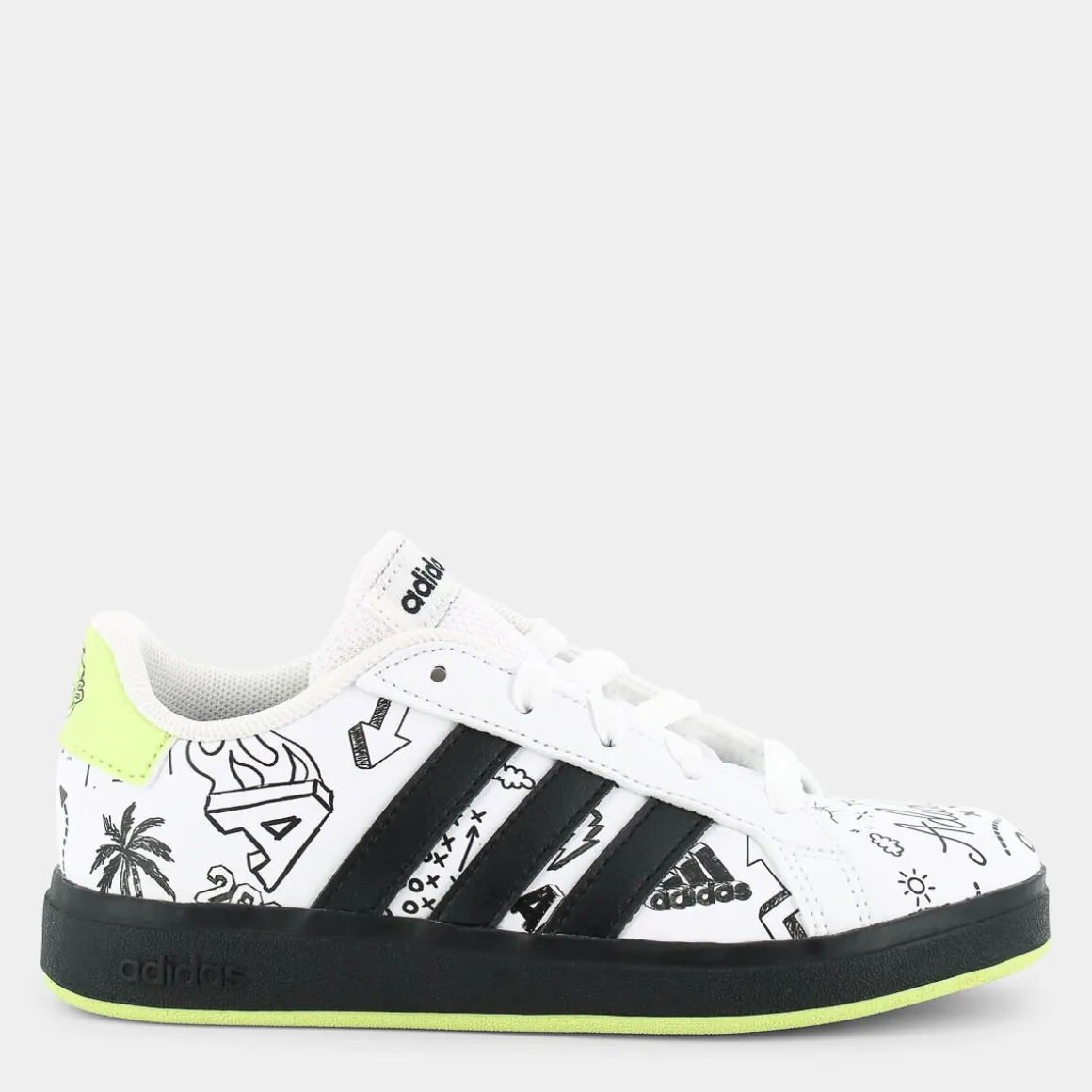 ADIDAS IG4853GRAND COURT 2.0 Kwhite/core black/pulse lime- SPORTIVE BIANCO Hot