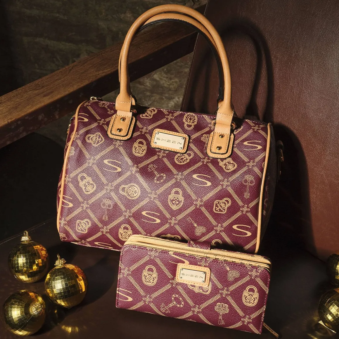 SHEEN LJ-I24-008-BORDEAUX-CREMA- BORSE ROSSO Sale